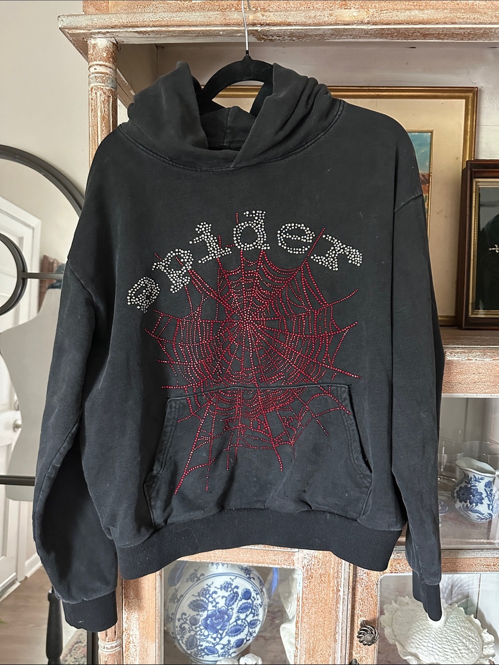 SP5DER rhinestone hoodie • authentic